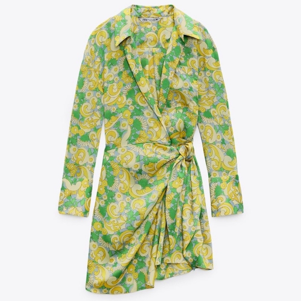 Zara NWT summer wrap silk-like dress